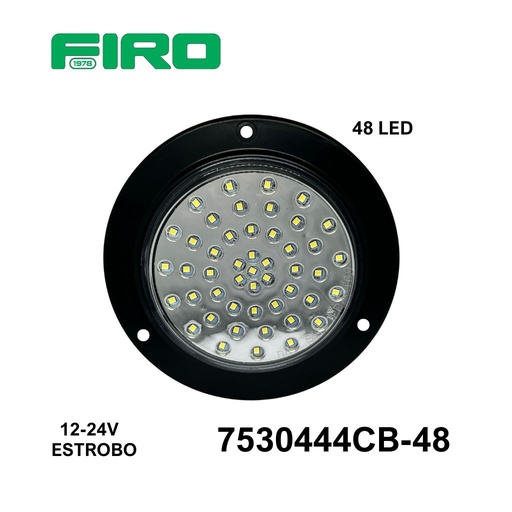 [7530444CB -48] PLAFON 4" BLANCO 12/24V 48 LED  REDONDO =45+ 4 ESTROBO.