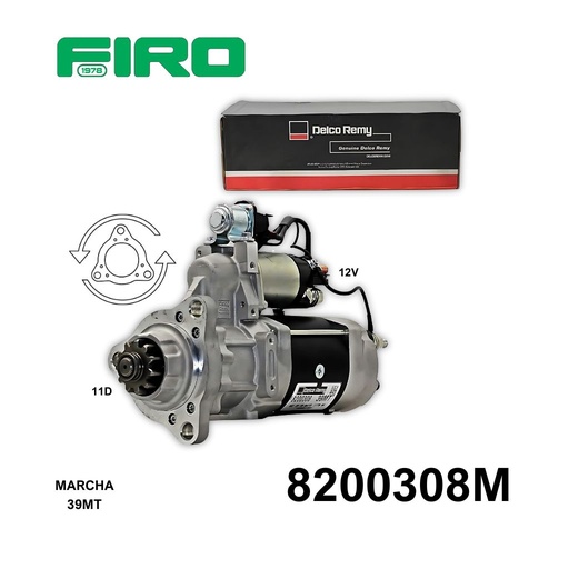 [8200308M] MARCHA 39MT 12V 11D C.  ROTABLE DELCO REMY *NUEVA* ORIGINAL=A