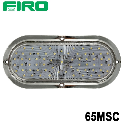[65MSC] LUZ PLANA 6"  66 LED OVAL ESTROBO  MULVOLTAJE BLANCA BASE CROMO
