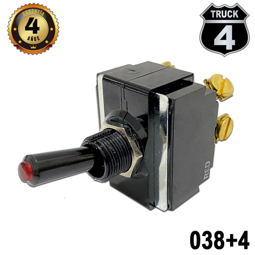 [038+4] SWITCH INTERRUPTOR 1 PASO 4 TER. PALANCA CORTA LUZ ROJA 4TRUCK