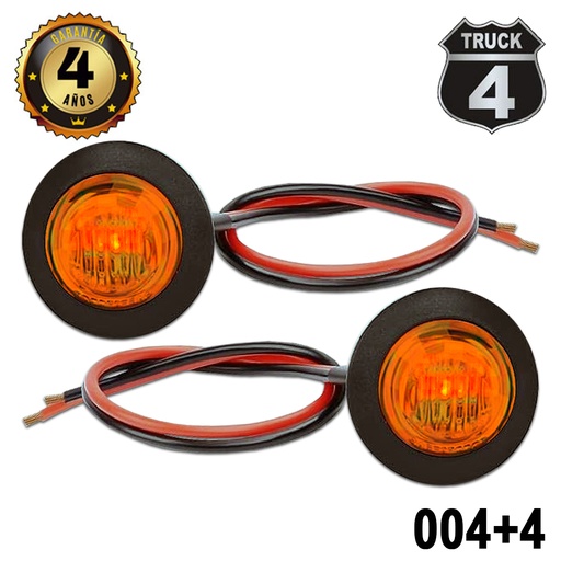 [004+4] LUZ LED 3/4" AMBAR  12V. 1 LED JGO. (2pzas.)  REDONDO  ULTRA 60