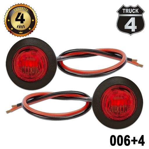 [006+4] LUZ LED 3/4" ROJO  12V.05A 1 LED JGO. (2pzas.) REDONDO ULTRA