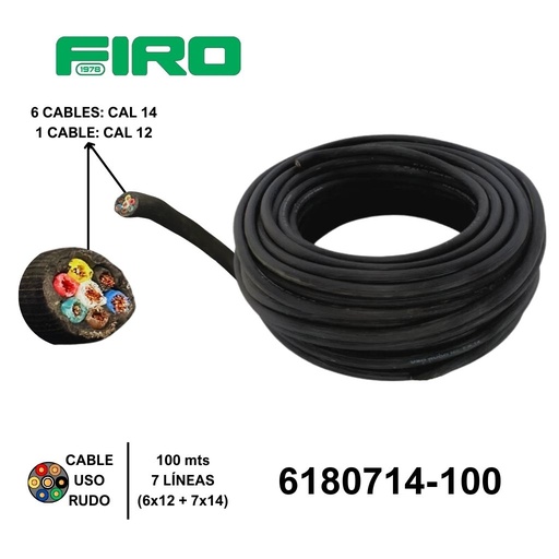 [6180714-100] CABLE USO RUDO 7X14 X(100) MTS.= (6X14+1X12)