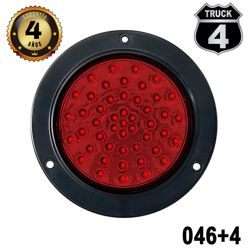 [46+4] LUZ PLANA 4" 48 LED ROJOS REDONDO 12V-24V ESTROBO VPCB 4 TRUCK