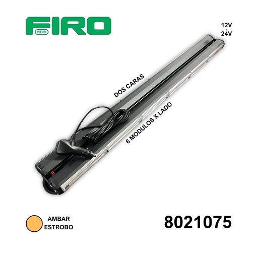 [8021075] BARRA DE LUZ COB TIPO TORRETA12-24V ESTRO 6 MOD 16.5CMS AMBAR DIF
