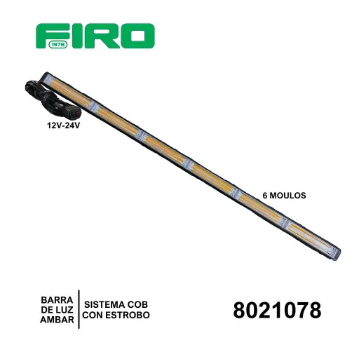 [8021078] BARRA DE LUZ COB12-24V ESTROBO 6 MODULOS AMBAR DIF FUNCIONES