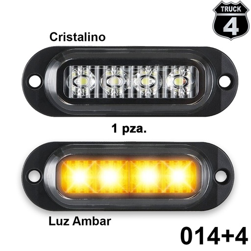 [014+4] LUZ PLANA 1X4" 12V 4 LED AMBAR MULTIVOLTAJE