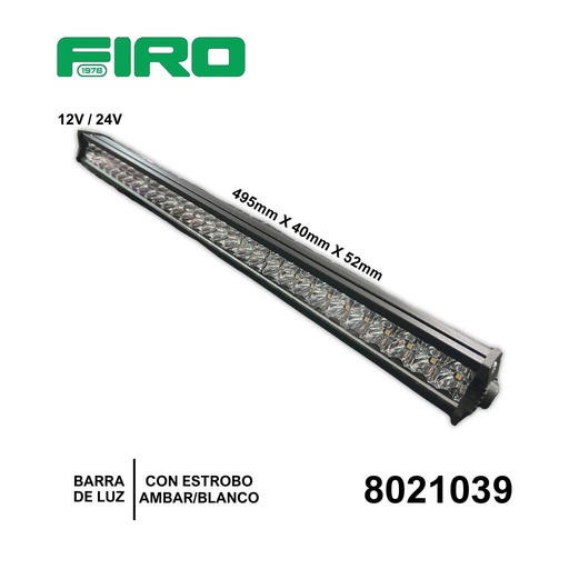 [8021039] BARRA DE LUZ 12-24V ESTROBO  AMB/BLAN DIF FUN.495mm x 40mmx 52mm