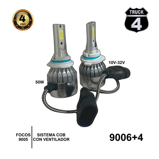 [9006+4] FOCOS 9006 10-32V  50W SISTEMA COB CON VENTILADOR 4TRUCK