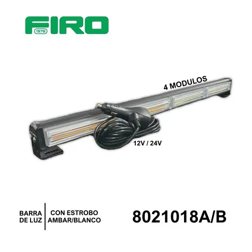 [8021018A/B] BARRA DE LUZ COB12-24V ESTROBO 4 MODULOS AMB/BLA DIFERENTE FUNCION