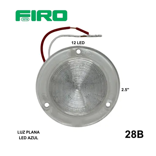 [28B] #28B LUZ PLANA 2.5" 12 LED AZULES MICA BLANCA REDONDO