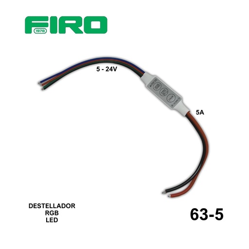 [63-5] DESTELLADOR RGB 5V-24V 5A 3 B. 8 COD. LEDS