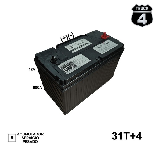 [31T+4] ACUMULADOR 4TRUCK 12V 900A SERVICIO PESADO (+)(-) CASCO (5)(G)