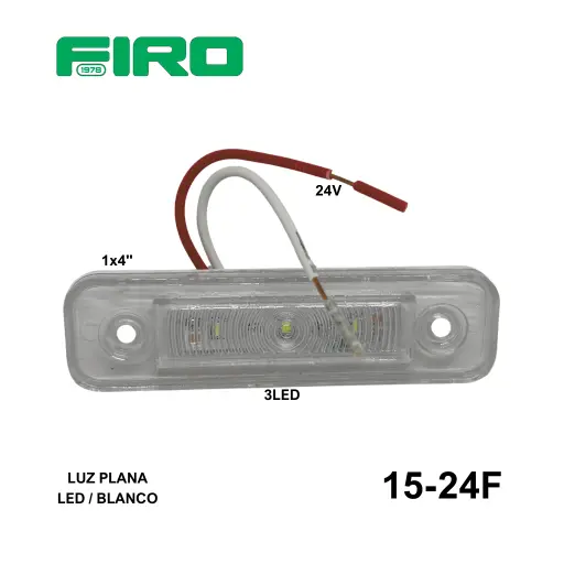 [15-24F] #15-24F LUZ PLANA 1X4" 24V 3 LED BLANCO = 415-24 Y 415M