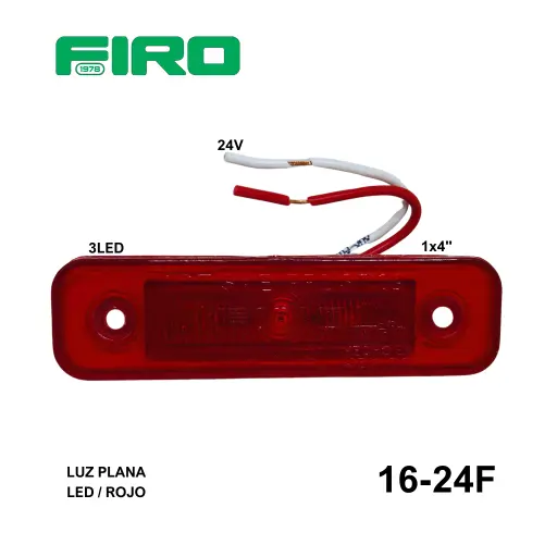 [16-24F] #16-24F LUZ PLANA 1X4" 24V 3 LED ROJO = 416-24 Y 416M