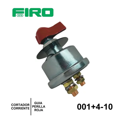 [001+4-10] CORTADOR CORRIENTE 10PZ 12V-48V 300A 2T Y GUIA PERILLA ROJA  4TRU