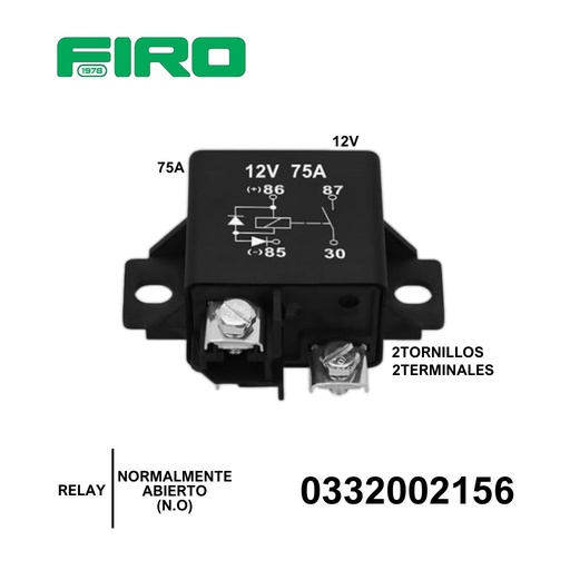 [0332002156] RELAY VARIOS 12V 2T Y 2 TOR.75A BOSCH NORMALMENTE ABIERTO