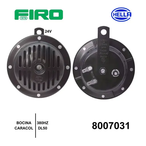 [8007031] BOCINAS CARACOL 24V HELLA AGUDA 380HZ/DL50 5 PULG