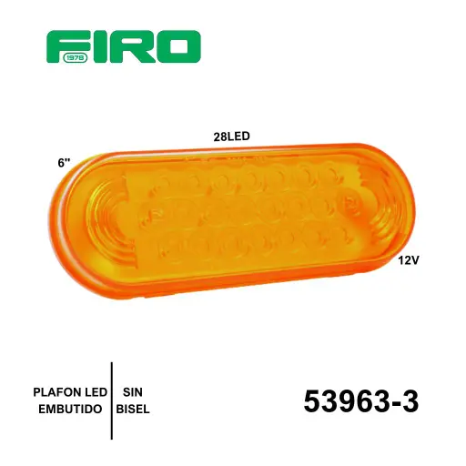 [53963-3] PLAFON EMBUTIDO 6" AMBAR 12V  28 LED SIN BISEL GROTE