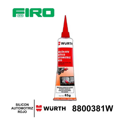 [8800381W] SILICON AUTOMOTRIZ ROJO 85G WURTH -50?C A 200?C