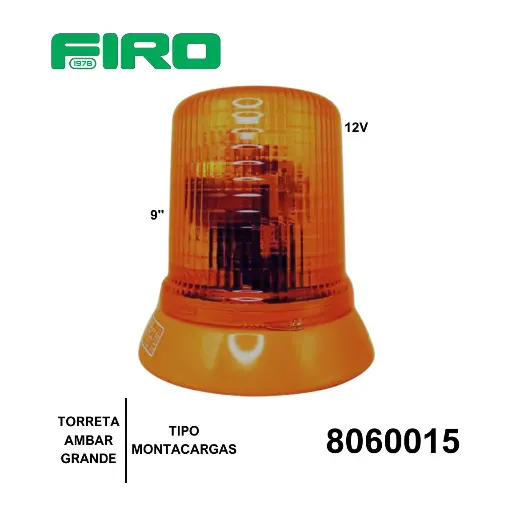 [8060015] TORRETA 9" AMBAR 12V GRANDE TIPO MONTACARGAS HELLA KLJ-80         