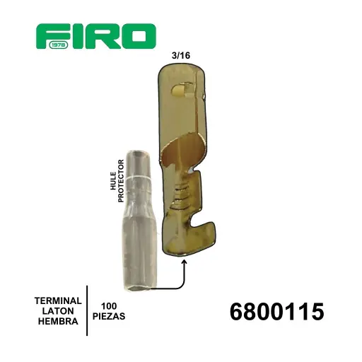 [6800115] TERMINAL LATON HEMBRA REDONDA CH 3/16  100 PZS
