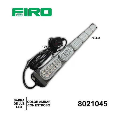 [8021045] BARRA LUZ 72 LED 12V ESTROBO 6 MOD AMBAR 62CM MULTIFUNCIONES