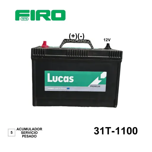 [31T-1100] ACUMULADOR  LUCAS  12V 1100A  (+)(-) CASCO (5)(G) TORNILLOS