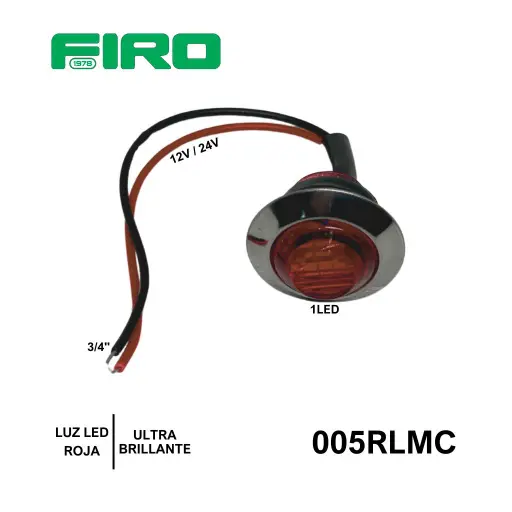 [005RLMC] LUZ LED 3/4" ROJO 12-24V 1 LED REDONDO ULTRA BRILLANTE  MULTI CRO