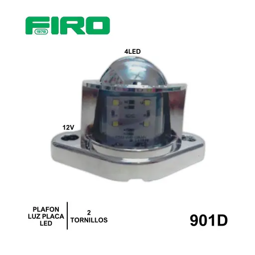 [901D] PLAFON LUZ DE PLACA 12V 4 LED BLANCO 2 TORNILLOS                  