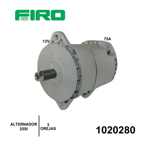 [1020280] ALTERNADOR 12V 75A  3 OREJAS 25SI DELCO FLOTANTE LARGO****=1020