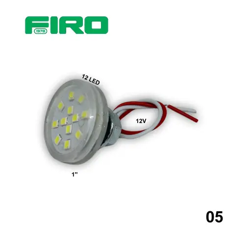 [05] LUZ PLANA 1" 12V 12 LED BLANCO REDONDO 2 CABLES                                                                                                                                                                                                           