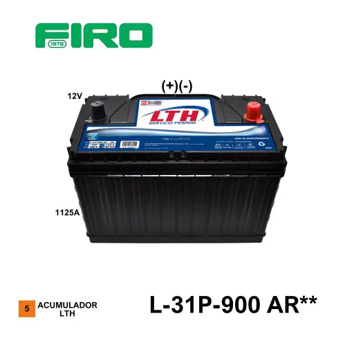 [L-31P-900 AR**] ACUMULADOR  LTH L-31P-900 AR 12V 1125A (+)(-) CASCO (5)(G) POSTES