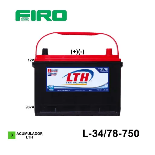 [L-34/78-750] ACUMULADOR LTH L-34/78-750 12V 937A (+)(-) <CASCO (3)(M)          