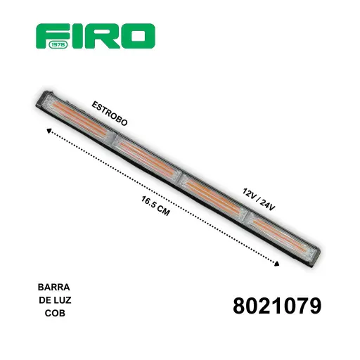 [8021079] BARRA DE LUZ COB12-24V ESTROBO 4 MODULOS 16.5CMS AMBAR UNA CARA