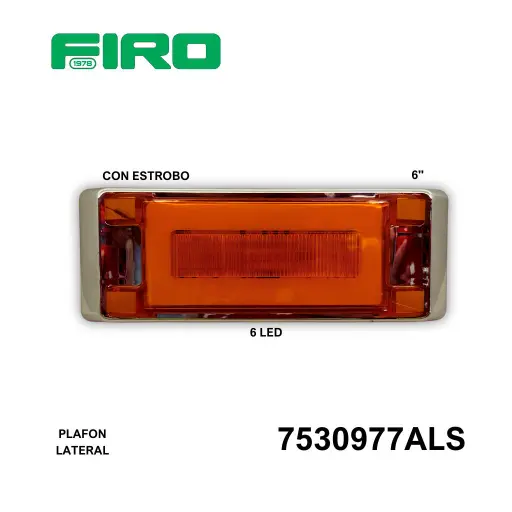 [7530977ALS] PLAFON LATERAL RECTANGULAR 6" AMBAR 6 LED LISO CON STRO BASE 