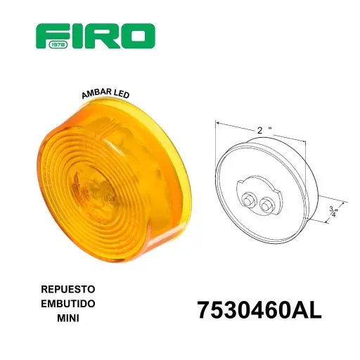[7530460AL] REPUESTO EMBUTIDO HULE MINI 2" AMBAR LED GROTE ******