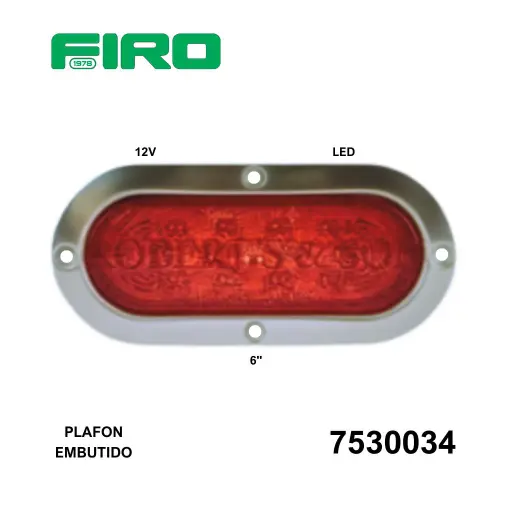 [7530034] PLAFON EMBUTIDO OVALADO 6" 12V ROJO LEDS SUPER NOVA S60 C/M****** 