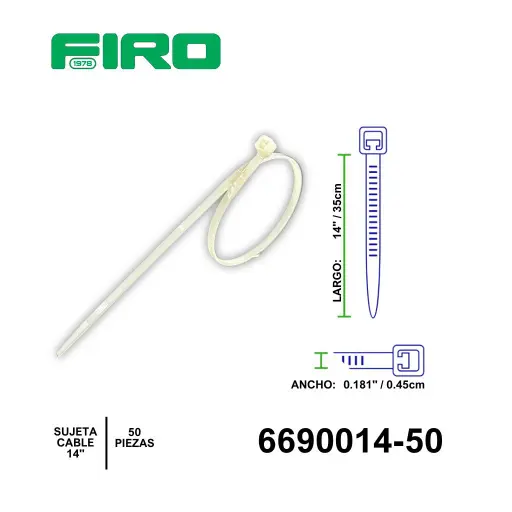 [6690014-50] SUJETA CABLE 14" 50PZ(13.75"X.181") (350MMX4.8MM) DE NYLON        