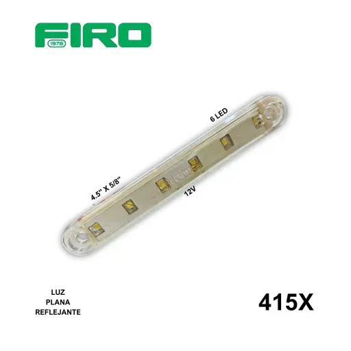 [415X] LUZ PLANA 4.5" X 5/8" 6 LED REFLEJANTE  BLANCO 12V