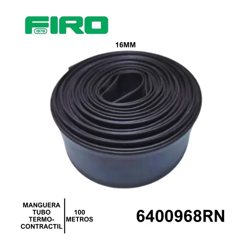 [6400968RN] MANGUERA TUBO TERMOCONTRACTIL 16MM ROLLO 100 MTS NEGRO