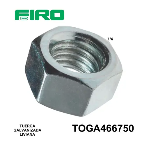 [TOGA466750]  1/4 TUERCA . LIVIANA . STD .GALVANIZADO 